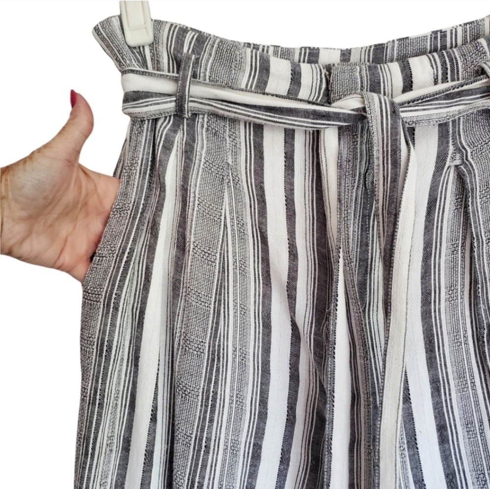 Anthro En Creme Pants Womens Medium Hi Rise Belt‎ Pockets Relaxed Beachy M